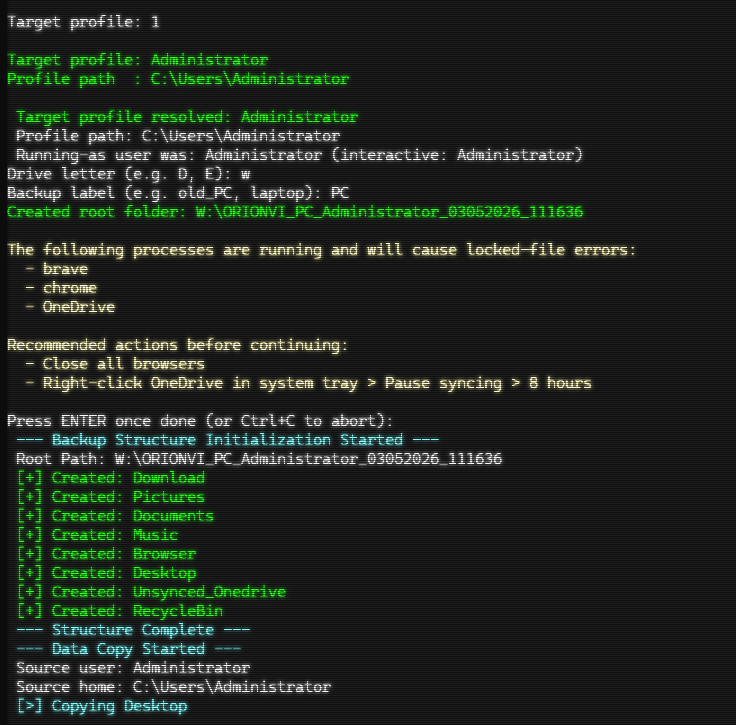 Backup-UserData To External Drive